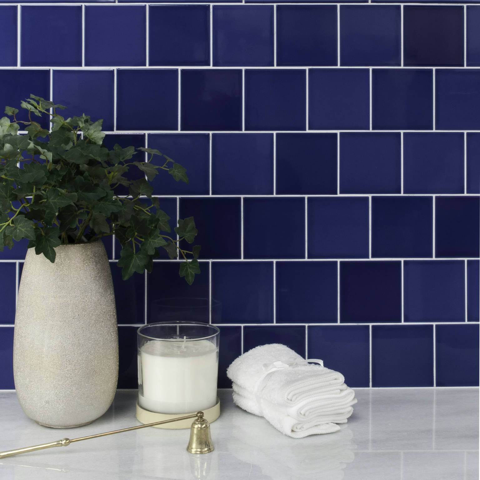 blue ceramic tile wall covering in restaurant interior