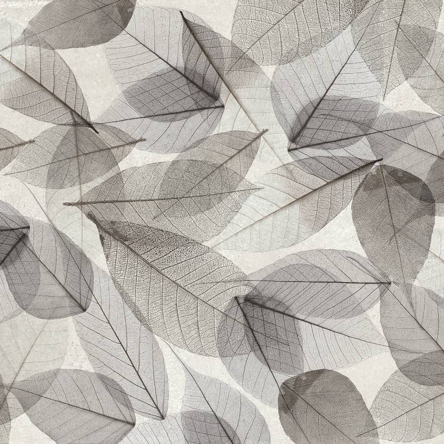 Porcelain tile with gray leaf pattern design from Surface Group.