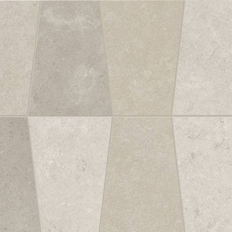 Porcelain tile with geometric pattern in shades of gray for modern flooring or wall design by Surface Group.