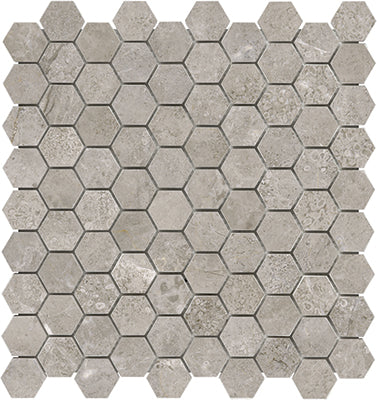 anatolia marble ritz gray 1 25 inch hexagon natural stone mosaic honed straight edge mesh sold by surface group international