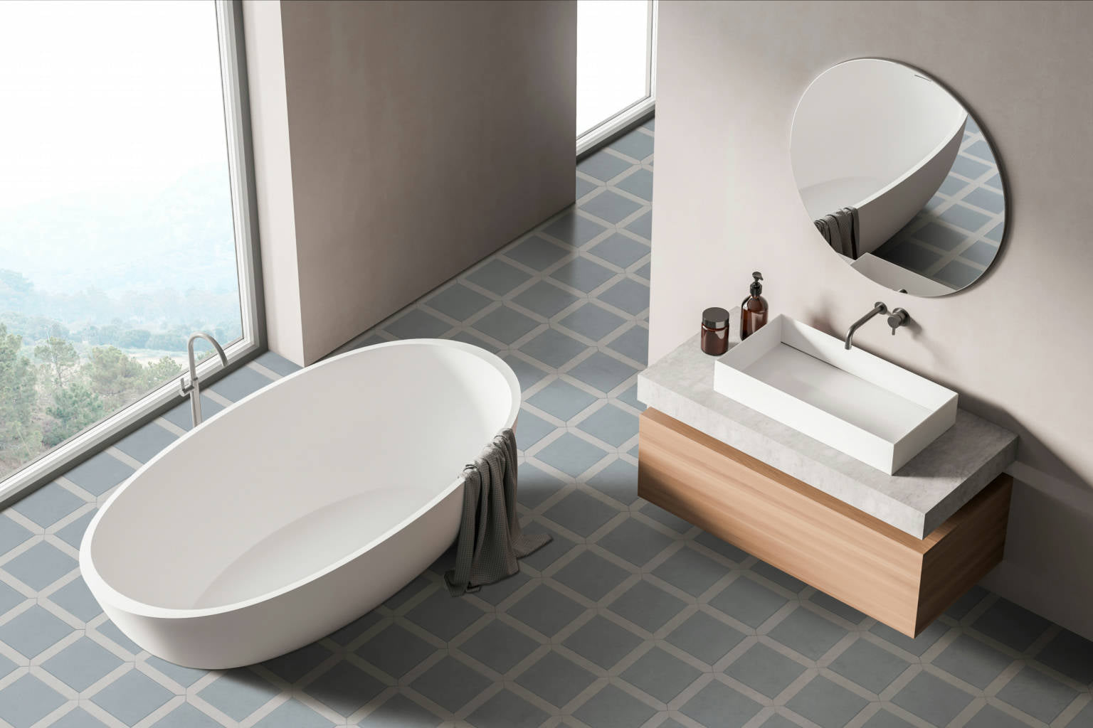 FLOOR: Azure Square Porcelain Field Tile (7.4"x7.4" | semi-matte)