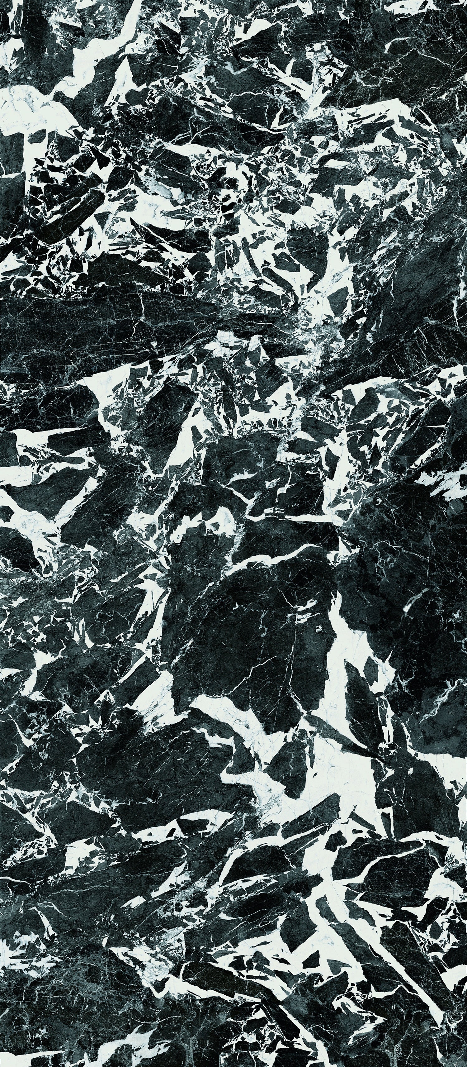 Luxurious black marble-look porcelain tile with dramatic veining and semi-gloss finish for refined, high-fashion interiors.