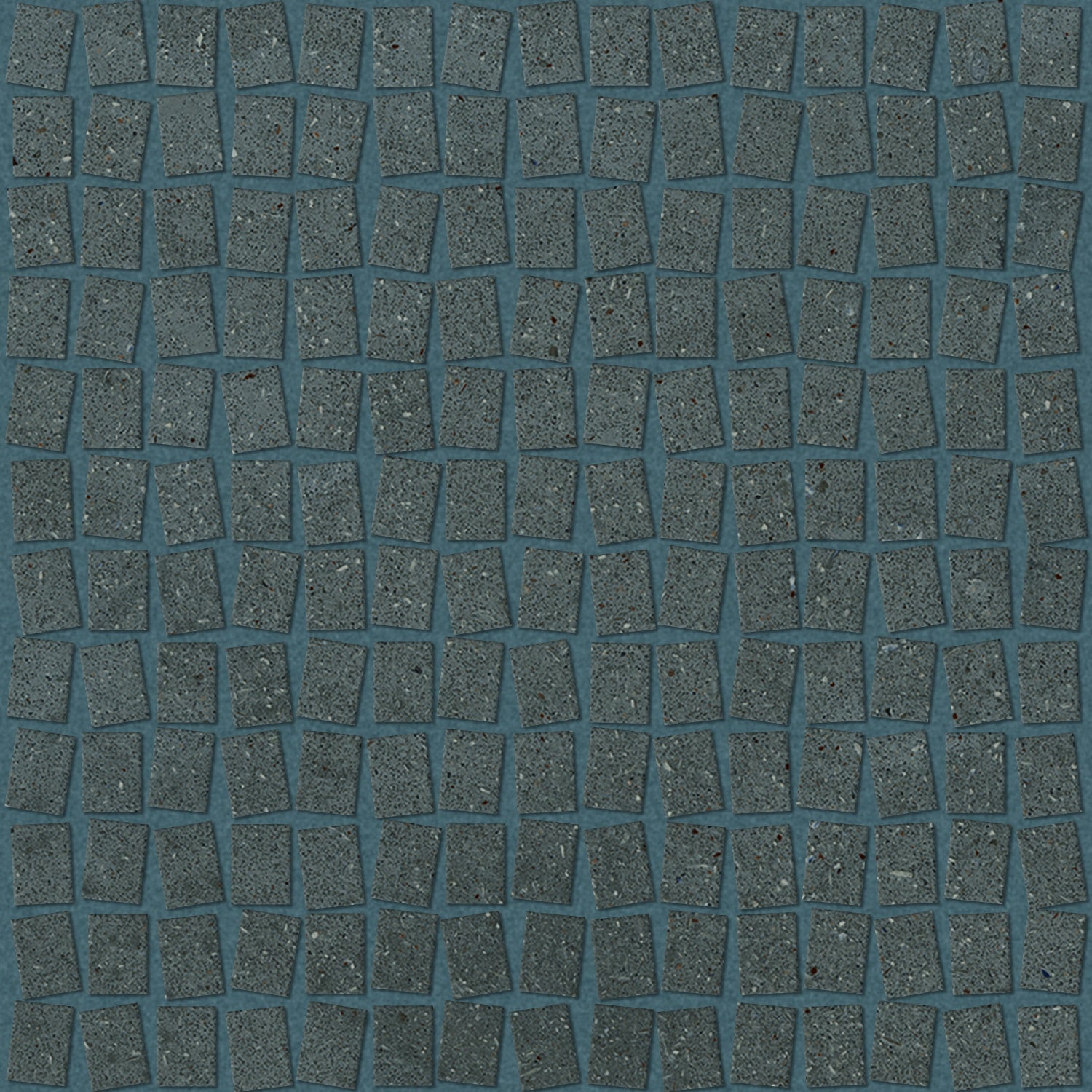 Matte dark grey porcelain mosaic tiles with a contemporary stacked design, evoking the raw elegance of sedimentary rock and urban sophistication.
