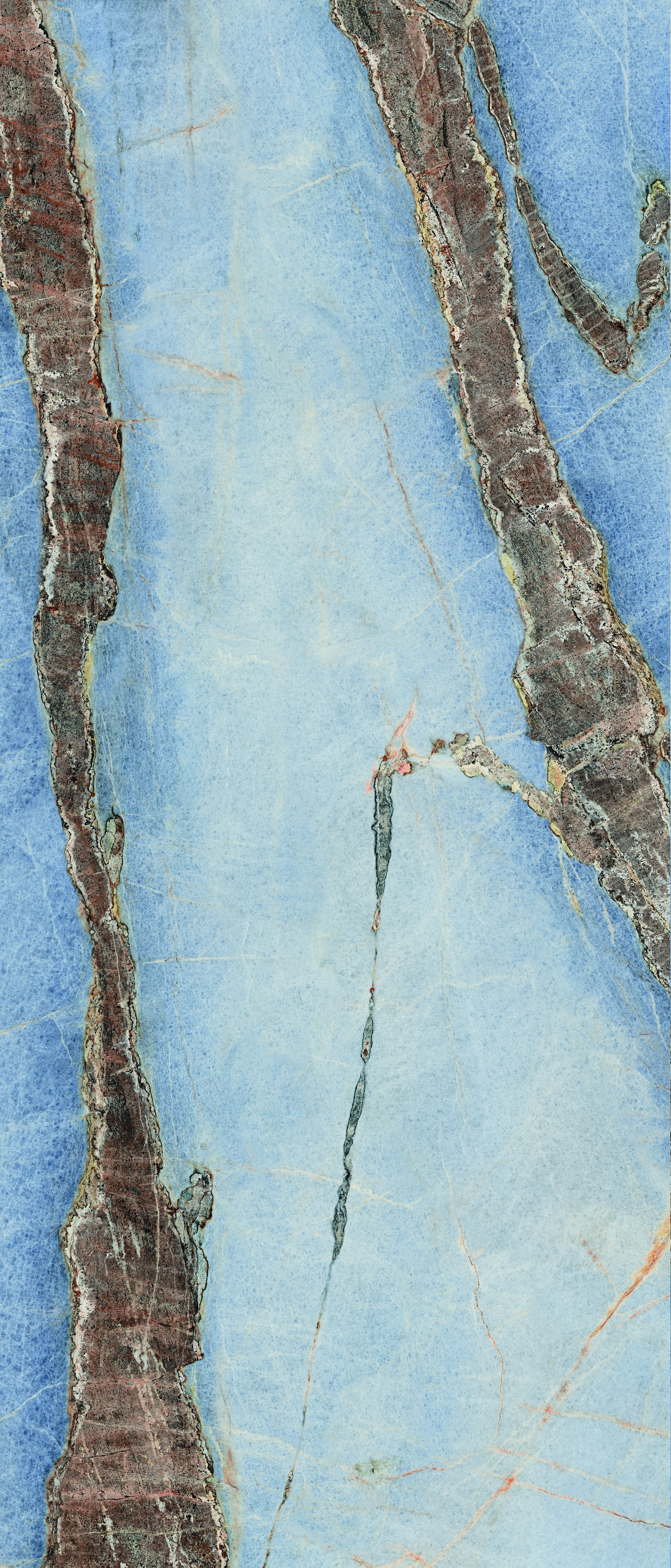 Luxurious blue onyx porcelain tile with dramatic veins and semi-glossy finish, evoking refined opulence and sensual depth.