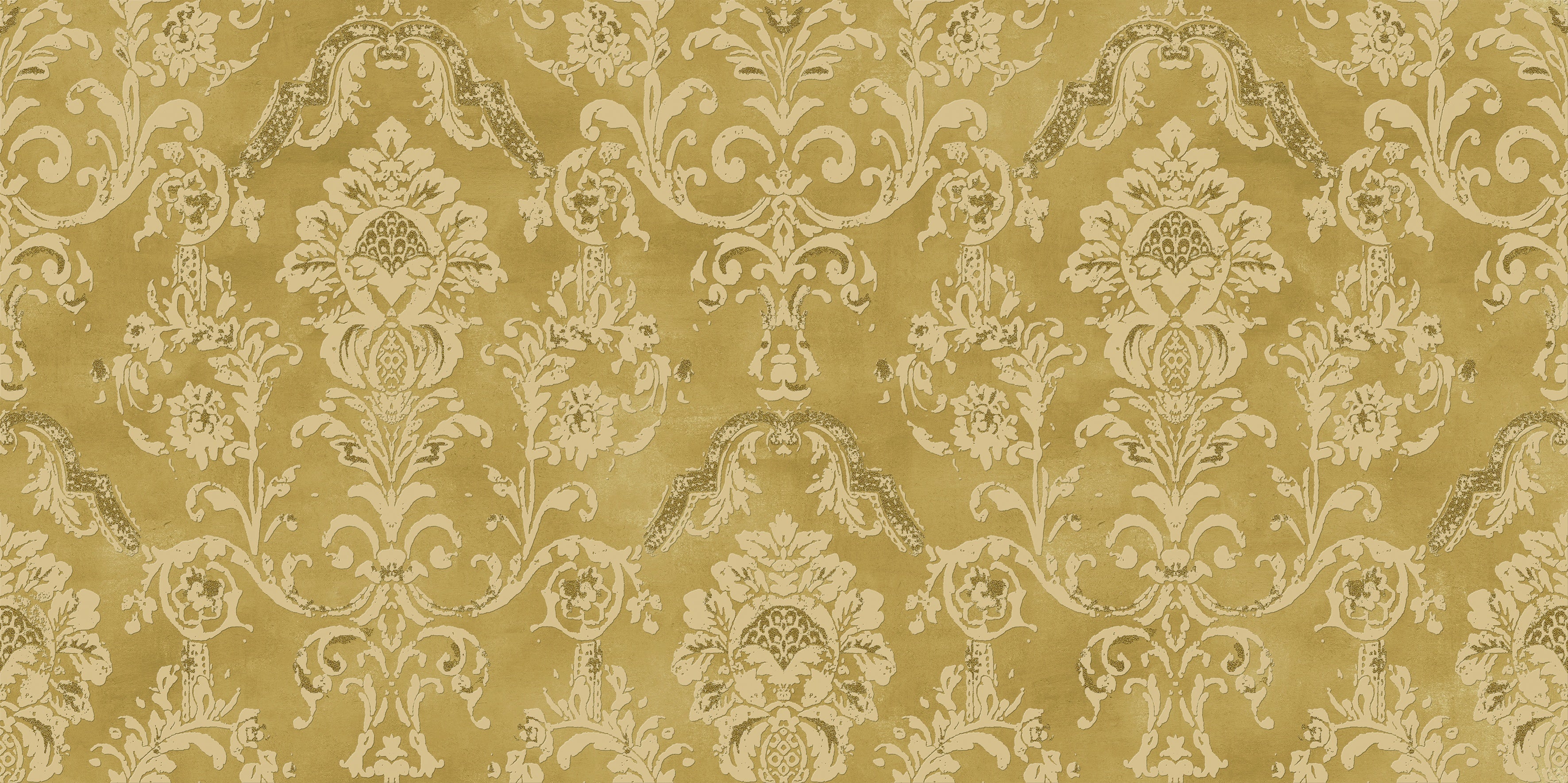 Matte ochre porcelain wall tile with refined contemporary deco pattern, exuding warmth and artistic sophistication.