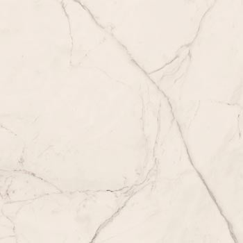 Large-format white marble-look porcelain tile with elegant veining and a refined matte finish, exuding timeless luxury and sophistication.