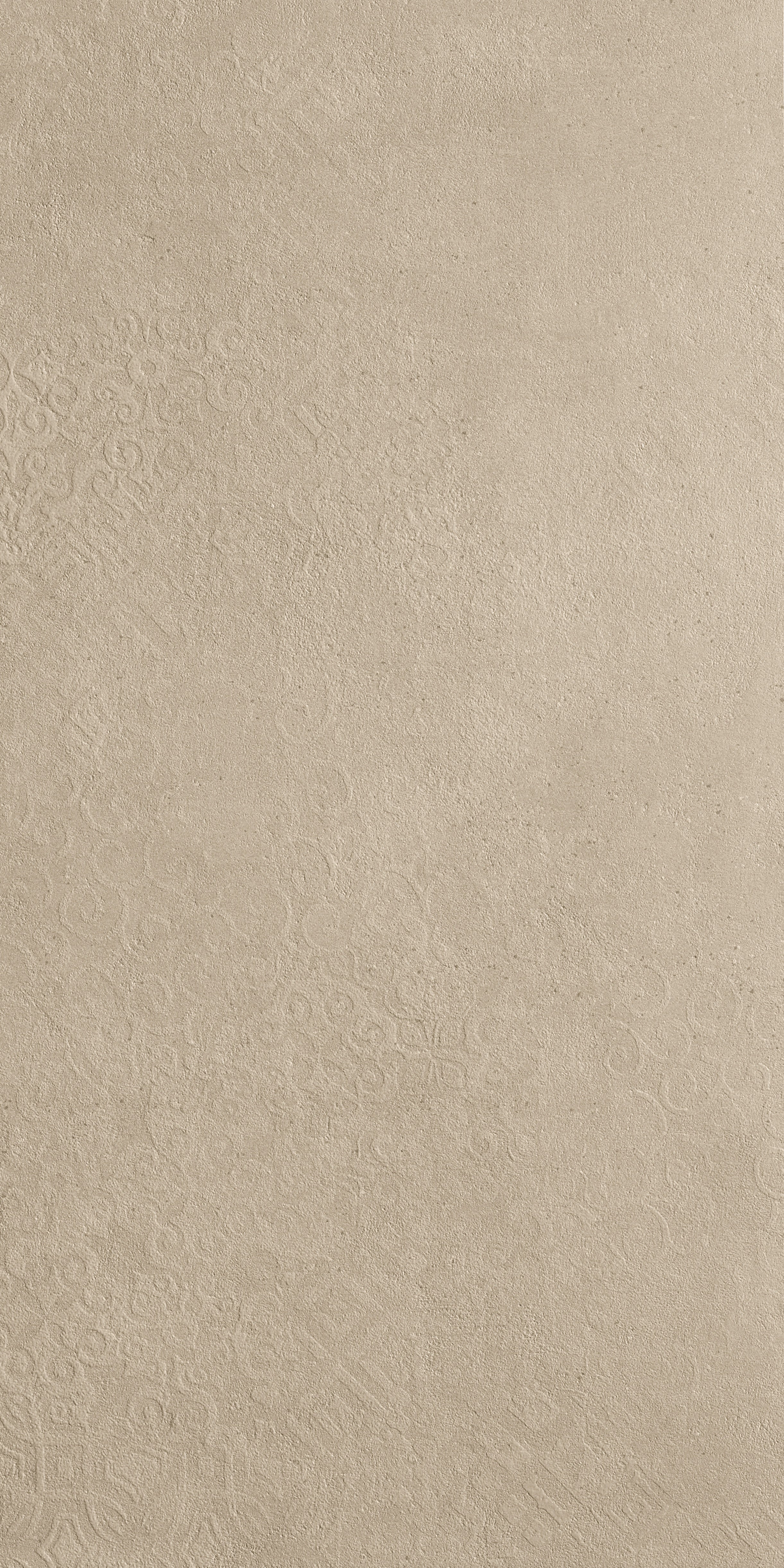 Matte porcelain tile with subtle sand-toned relief, evoking industrial elegance through delicate texture and luminous depth.