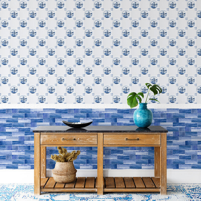 STATUS CERAMIC: Royal White Zaragosa Field Deco Tile (glossy | 3"x6"x3/8" | beveled)