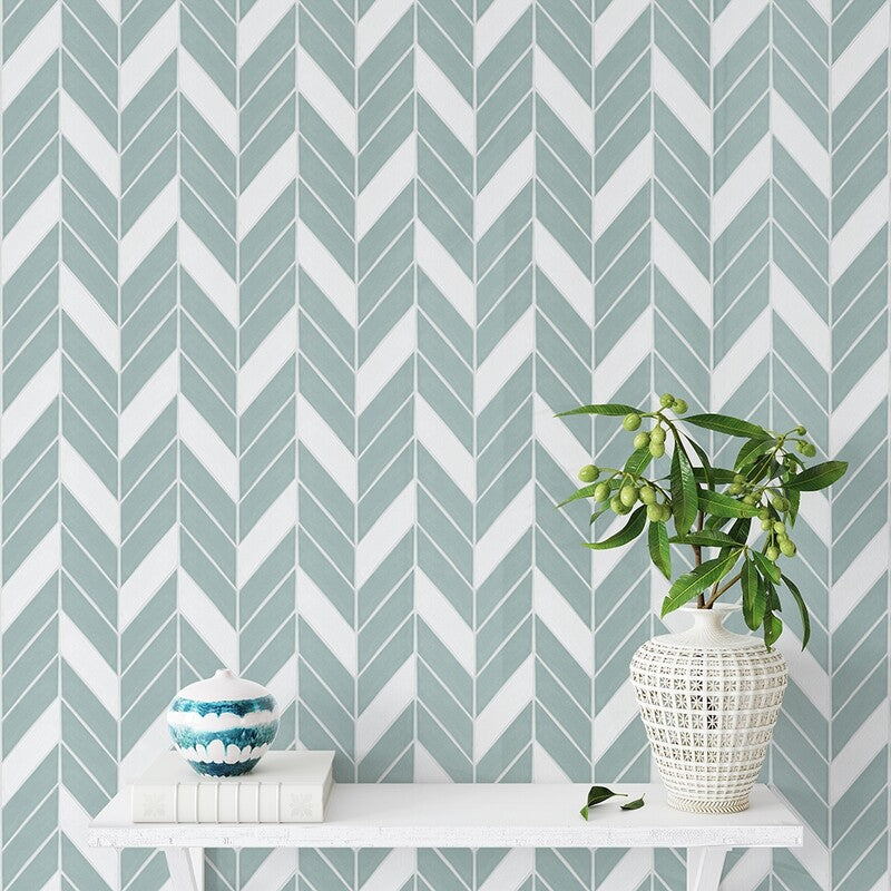STATUS CERAMIC: Satin Cotton Chevron Field Tile (matte | 2"x6"x3/8" | beveled)