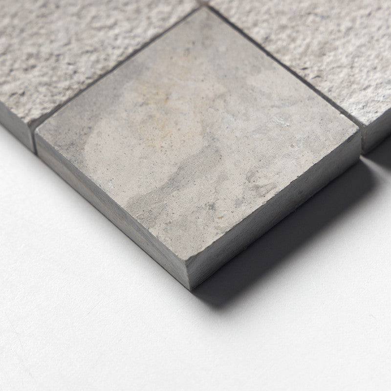 SNOW WHITE : Britannia 2X2 Straight Stack Mosaic (textured | 12"x12"x3/8" | straight cut)