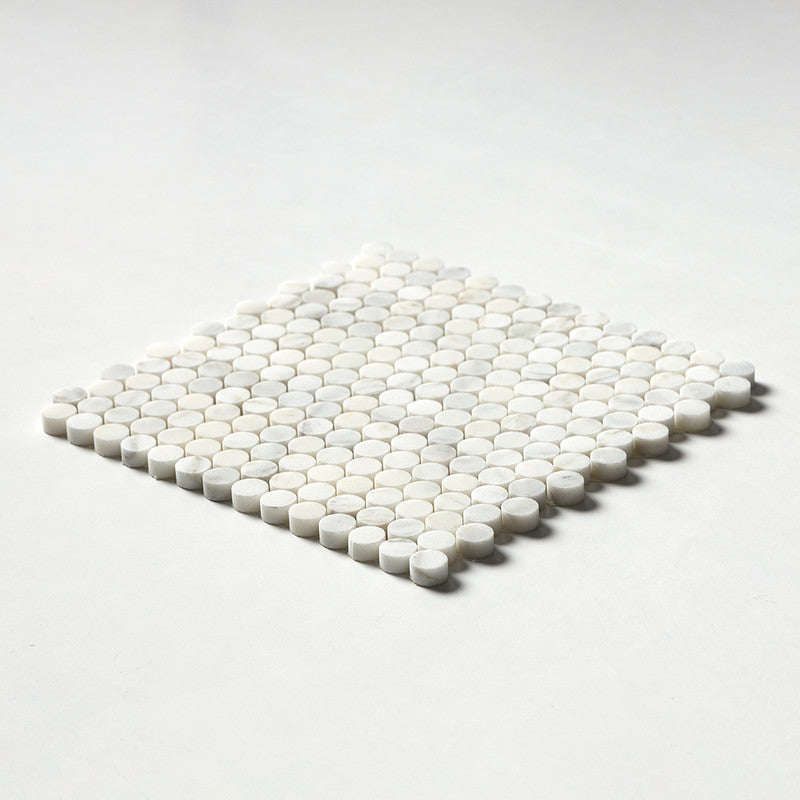 PENNY ROUND 2.0: Calacatta Gold Royal Penny Round Mosaic (honed | 11"x11"x1/4" | straight cut)