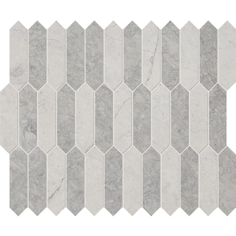 DIMENTIONS : Britannia Dark Baby Picket Mosaic (honed | 11"x13"x3/16" | straight cut)