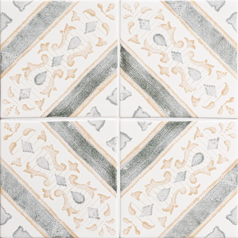 MARSALA BIANCO: Rogusa Field Deco Tile (glossy | 6"x6"x3/8" | beveled)