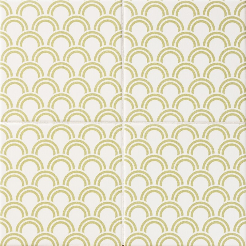 WAGARA CERAMIC: Raitogurin Seigaiha Field Deco Tile (matte | 6"x6"x3/8" | straight cut)