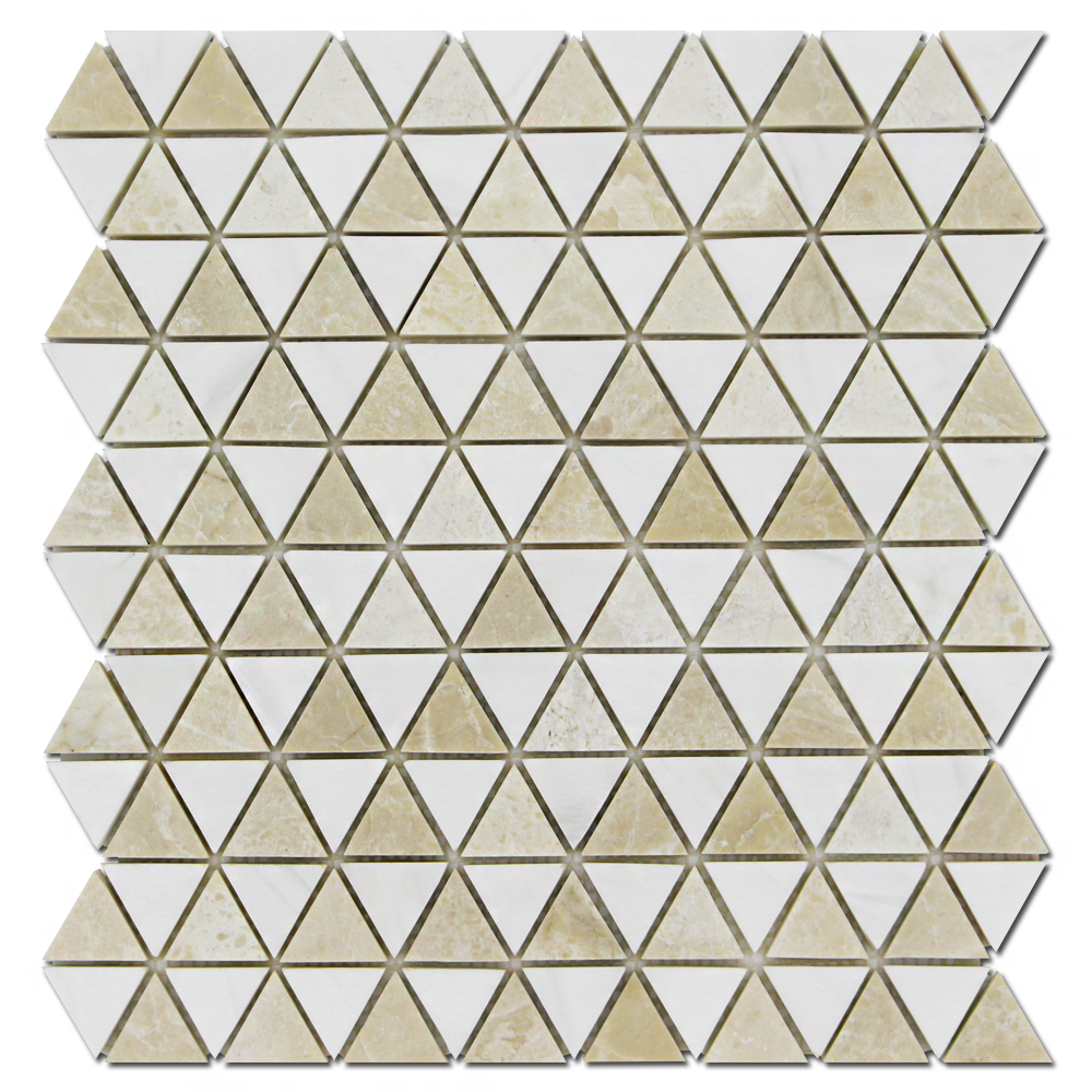 BIANCO VENATO: Botticino Dolomite Diamantes Mosaic (12"x12"x3/8" | polished)