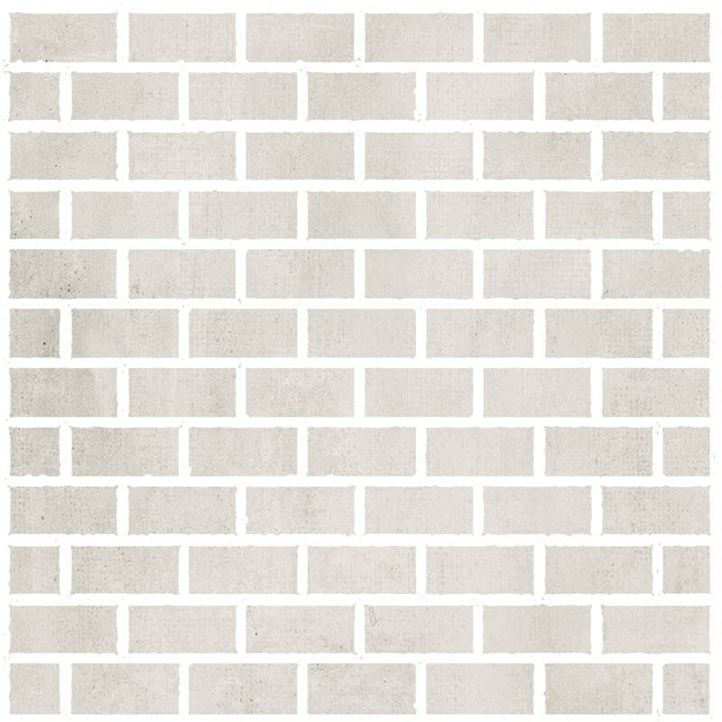 RUNWAY PORCELAIN: Blanc Concrete 1X2 Staggered Joint Mosaic (honed | 12"x12"x5/16" | straight cut)