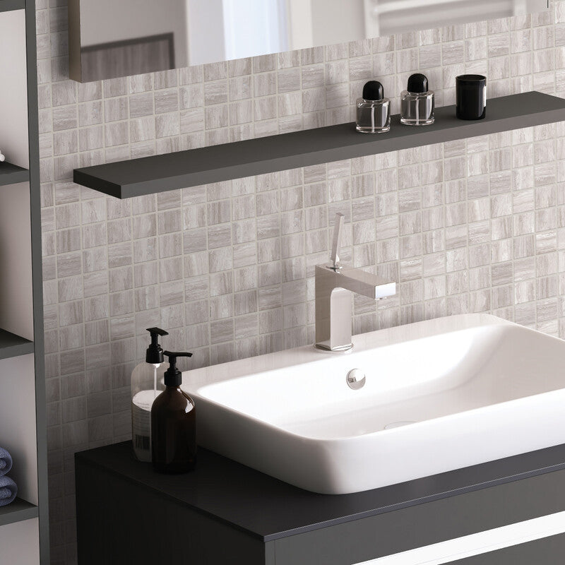 ZENIT PORCELAIN: Light Taupe 2X2 Straight Stack Mosaic (honed | 12"x12"x5/16" | rectified)