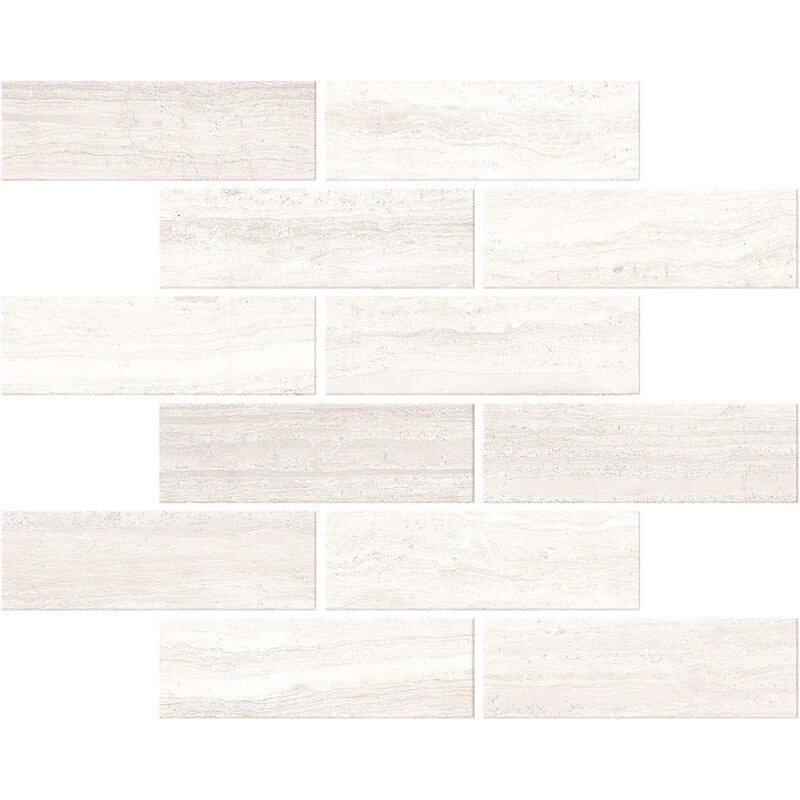 ZENIT PORCELAIN: White 2X6 Staggered Joint Mosaic (honed | 12"x12"x5/16" | rectified)