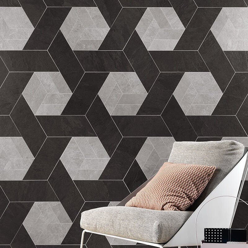 WATERFALL PORCELAIN: Silver Flow Stone Gramma 16 Sx Field Deco Tile (natural | 3"x7"x43/64" | rectified)