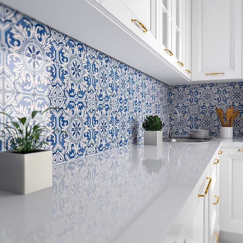 MIRADOURO CLASSIC: Kaleidoscope Field Deco Tile (glazed | 6"x6"x3/8" | beveled)