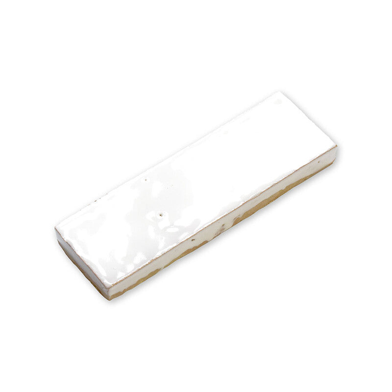 MOROCCAN: Blanc Niege Rectangle Zellige Field Tile (2"x6"x5/8" | glossy)