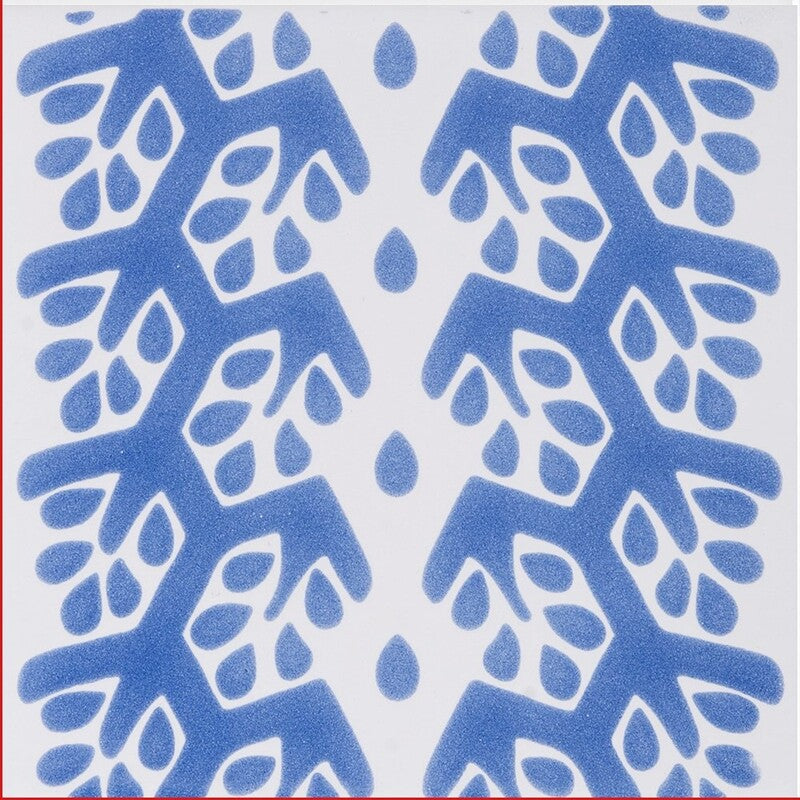 SISTER PARISH: Snow White, Blue Cecil Stripe Field Deco Tile (glossy | 6"x6"x3/8" | straight cut)