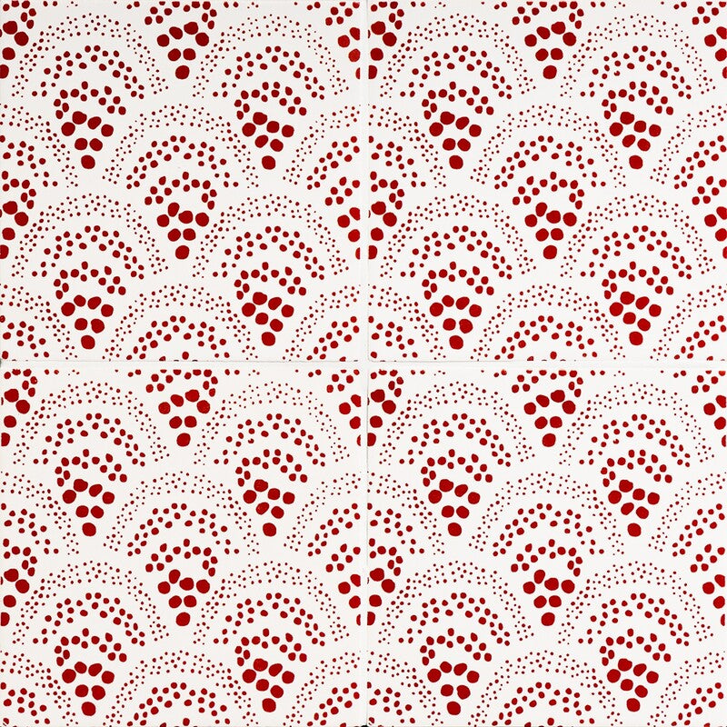 SISTER PARISH: Pure , Fire Engine Chou Chou Field Deco Tile (matte | 6"x6"x3/8" | straight cut)