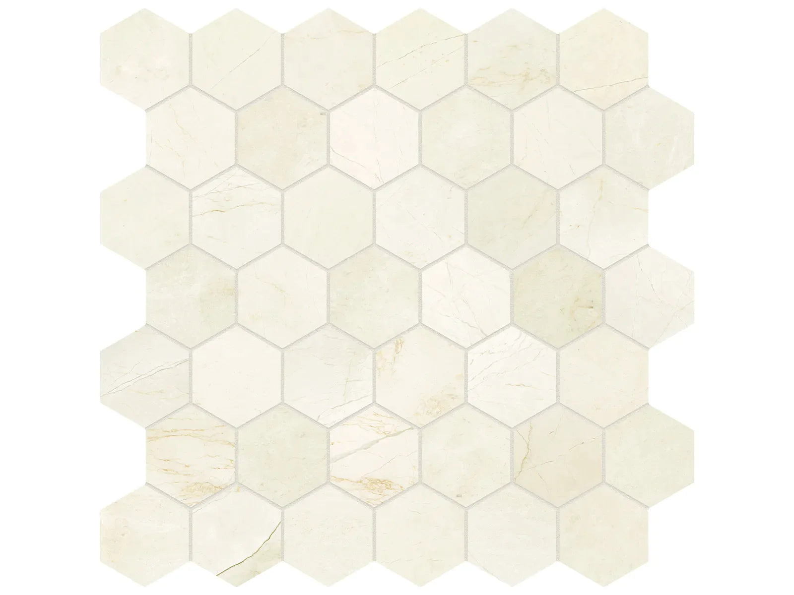 AVORIO CREMA: Marble Mosaic 2 Hexagon (12¹⁄₁₆"X11⅞"X⅜" | Honed)