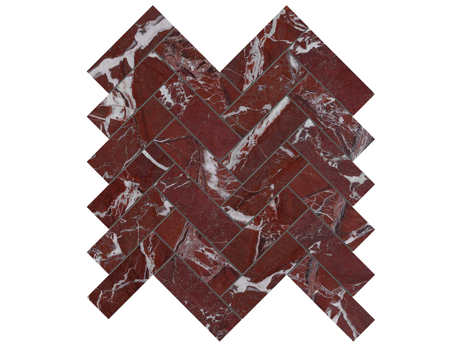 TUSCANO ROSSO: Marble Mosaic 1 1/4 X 4 Herringbone (11⁷⁄₁₆"X11¼"X⅜" | Polished)