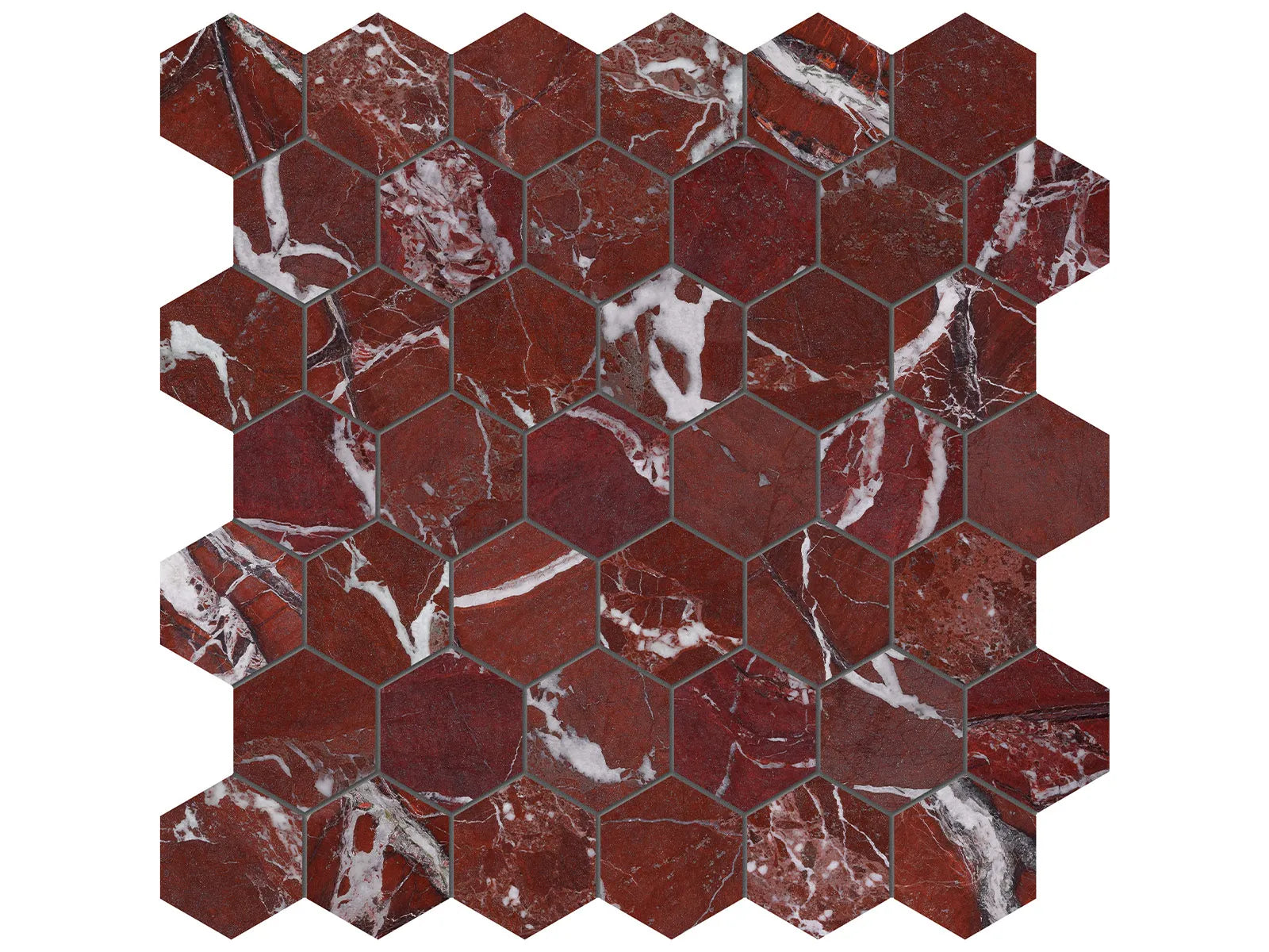 TUSCANO ROSSO: Marble Mosaic 2 Hexagon (12¹⁄₁₆"X11⅞"X⅜" | Polished)