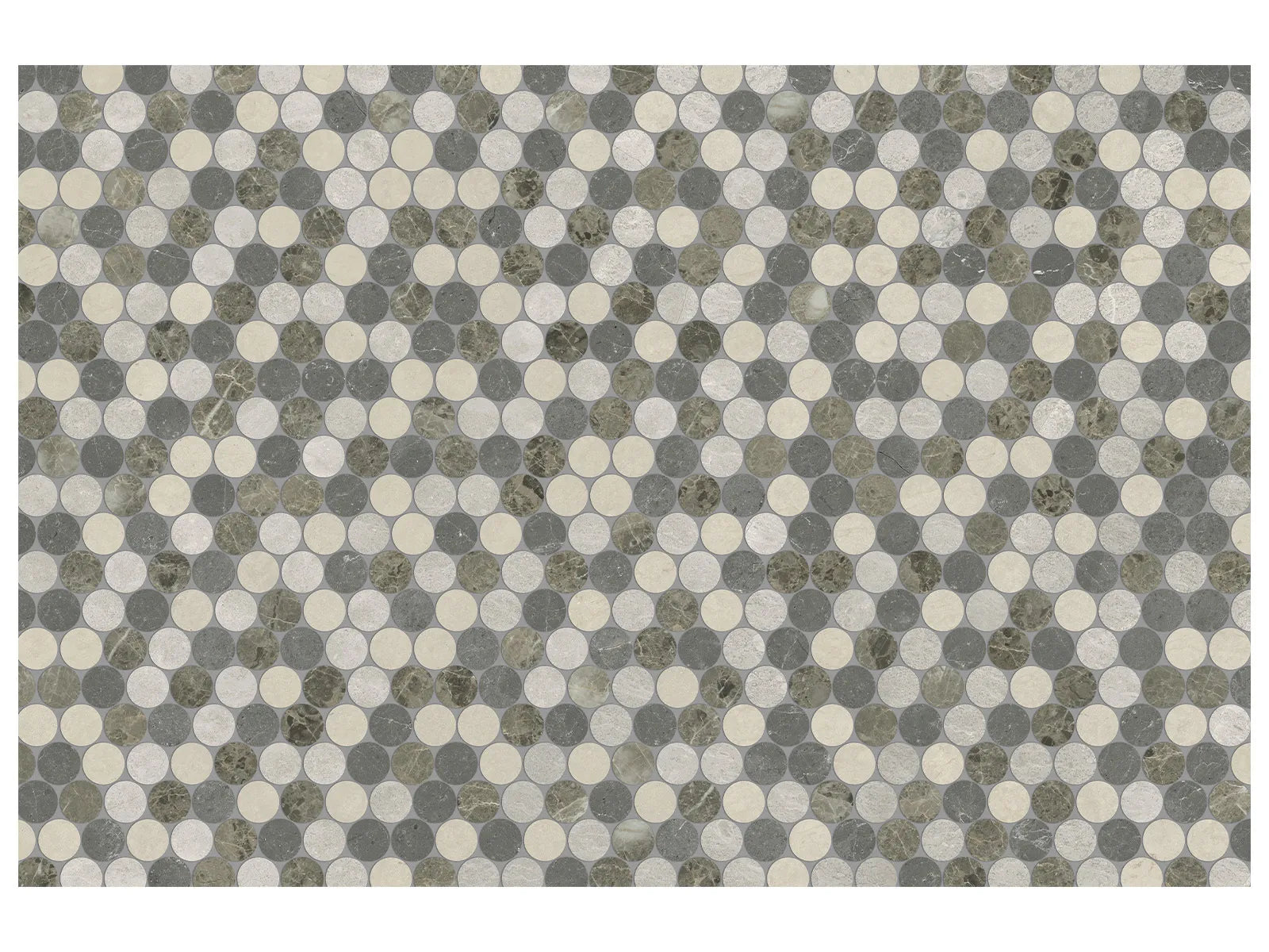UTOPIO: Penny Rounds Terra Mosaic (12⅞"X11⅛"X⅜" | Honed & Polished)