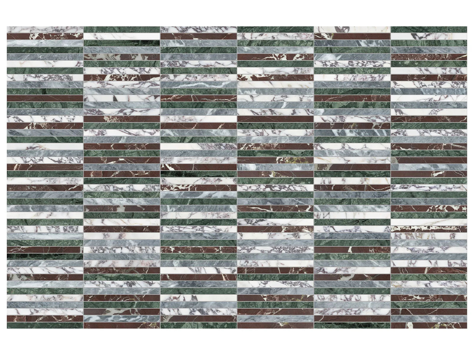 UTOPIO: Stacked Tropic Mosaic (11¹³⁄₁₆"X11⅝"X⅜" | Honed & Polished)