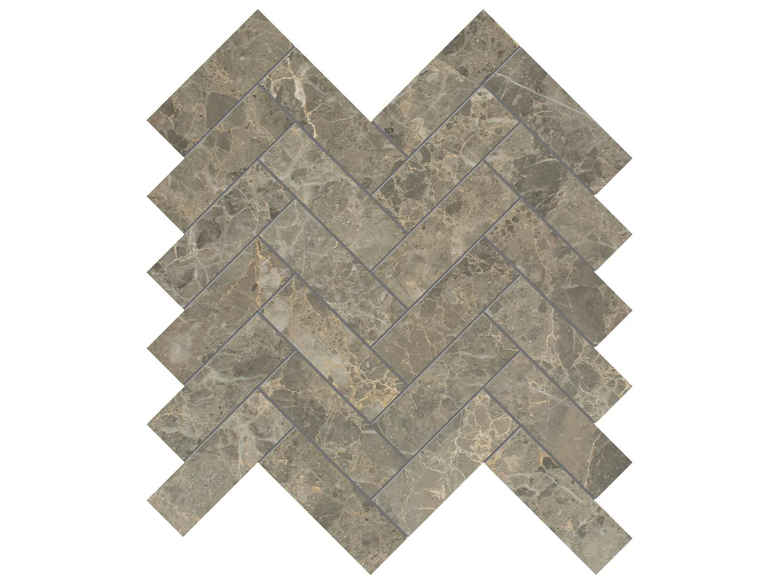 VELUTTO ASH: Marble Mosaic 1 1/4 X 4 Herringbone (11⁷⁄₁₆"X11¼"X⅜" | Honed)