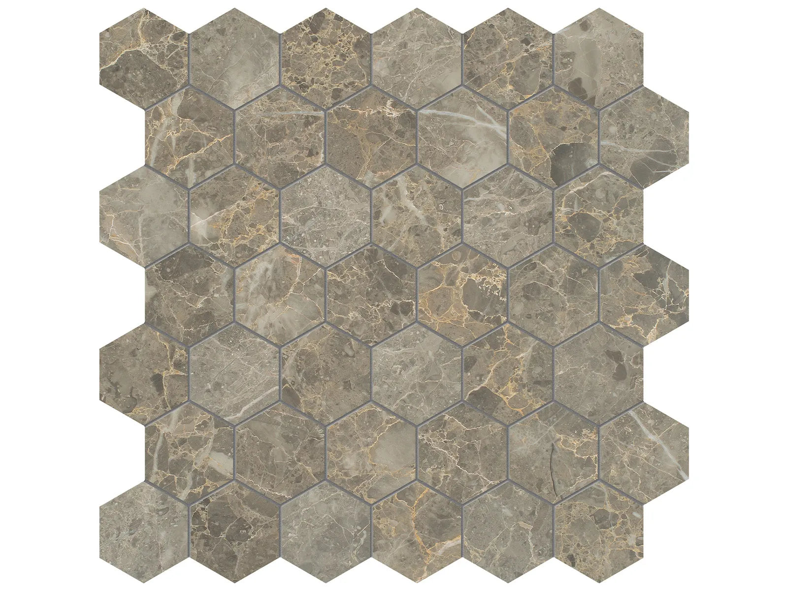 VELUTTO ASH: Marble Mosaic 2 Hexagon (12¹⁄₁₆"X11⅞"X⅜" | Honed)