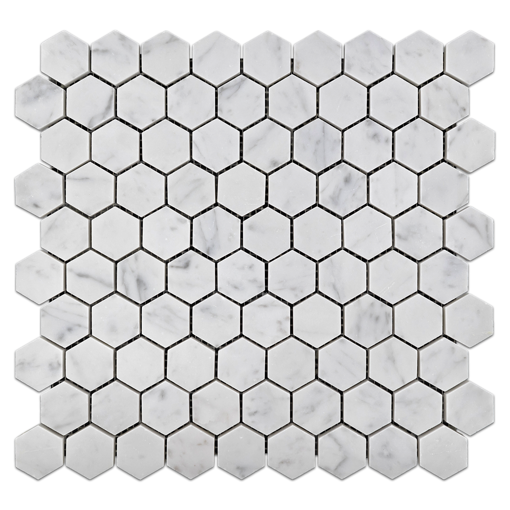 Elon Bianco Carrara Marble 1.25" Hexagon Field Mosaic Tile 11.5625x12x0.375 Polished - Surface Group International Product