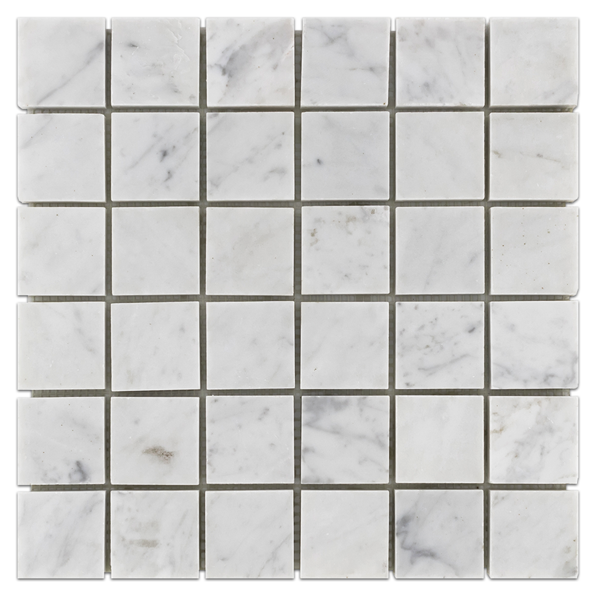Elon Bianco Carrara Marble 2x2 Straight Stack Field Mosaic 12x12x0.375 Honed - Surface Group International
