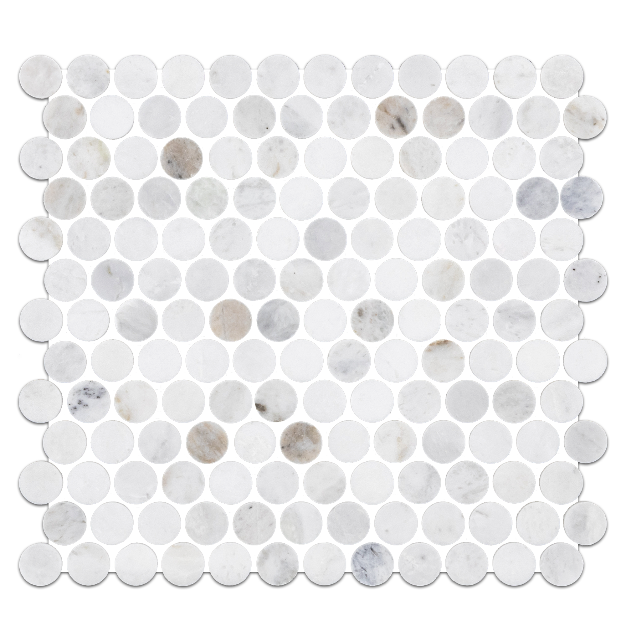 Elon Bianco Oro Marble 1 Penny Rounds Field Mosaic 11.5625x12.875x0.375 Honed SM1005H Surface Group International Product
