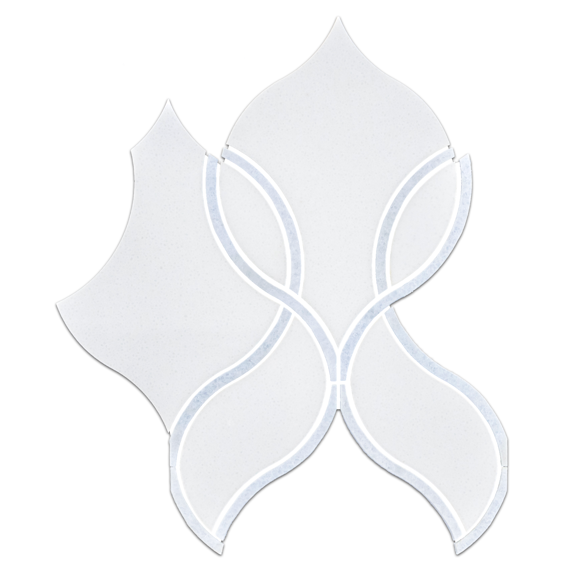 Elon Chrystal White Blue Celeste Mix Tulip Field Mosaic 7.75x8.875x0.375 Polished Tile - Surface Group Online Store