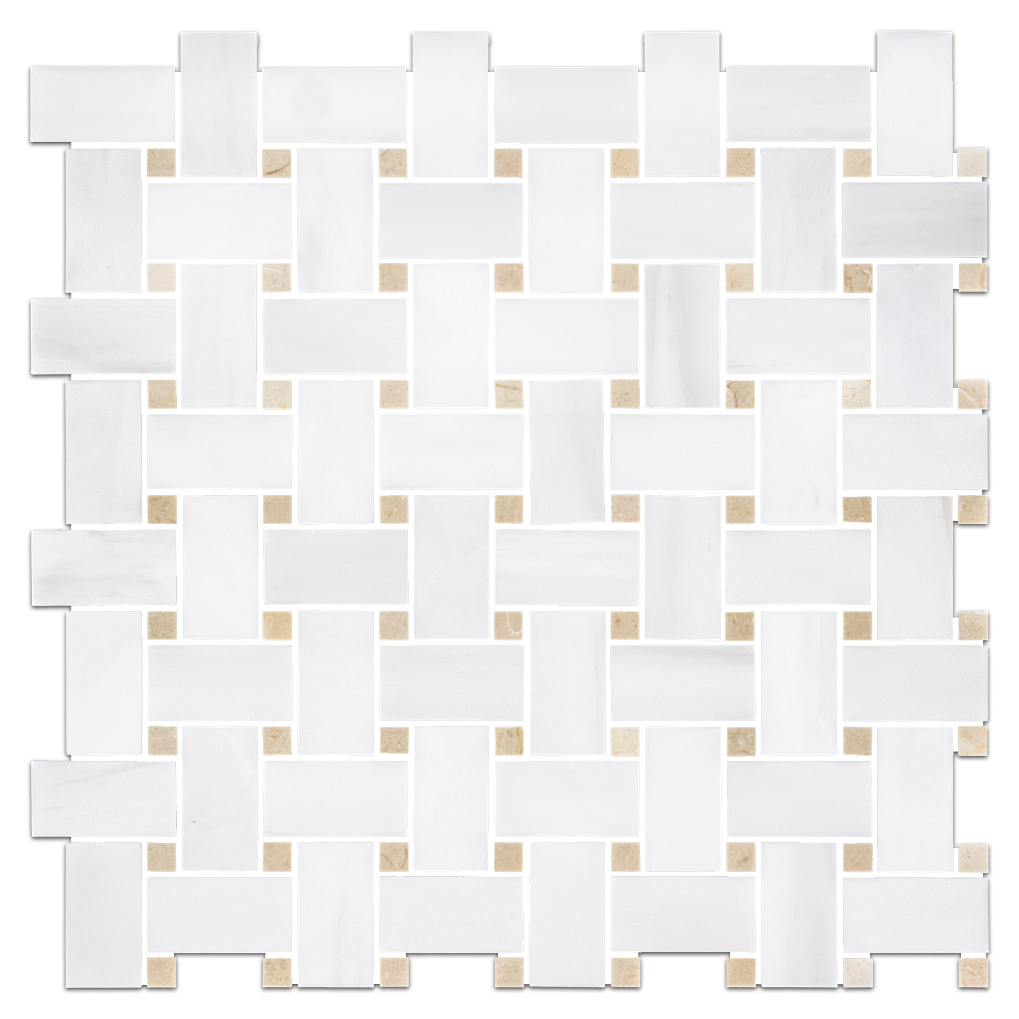 Elon Dolomite Crema Marfil Marble Stone Blend Basketweave Field Mosaic 12x12x0.375 Honed AM9518H Surface Group International Product