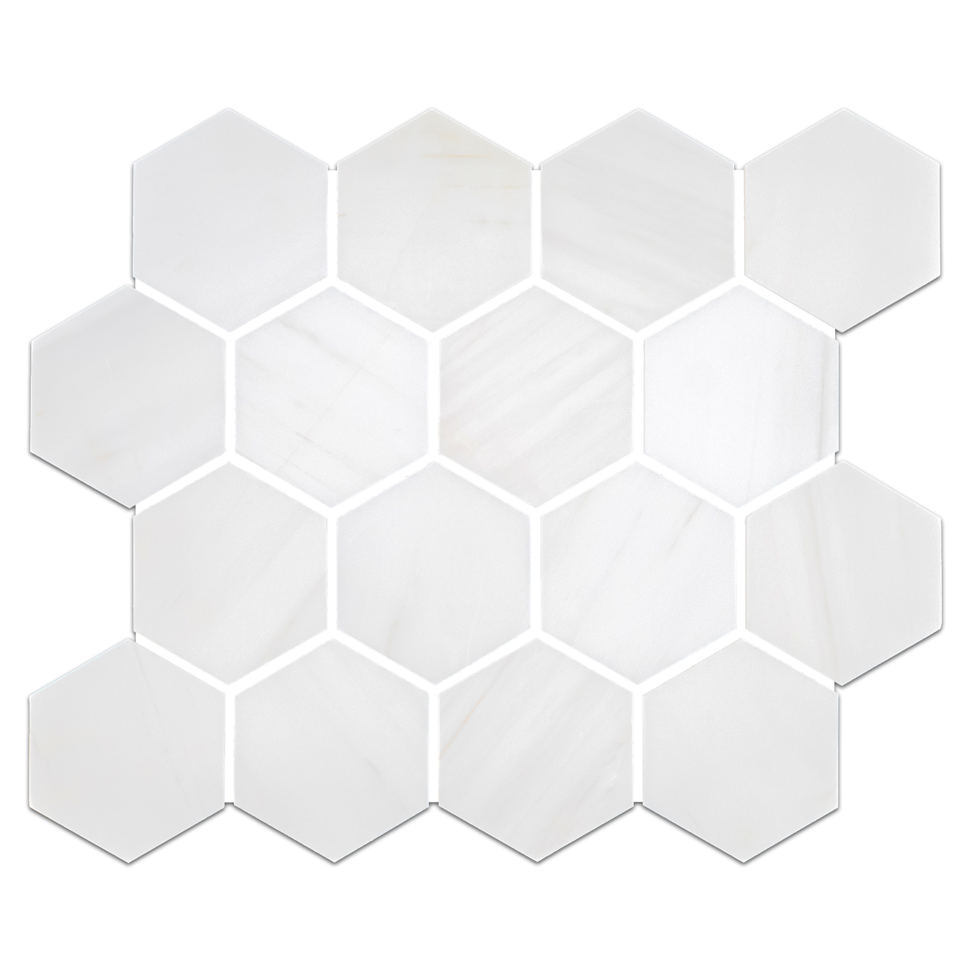 Elon Dolomite Marble 3 Hexagon Field Mosaic 11.75x11.9375x0.375 Honed - Surface Group International