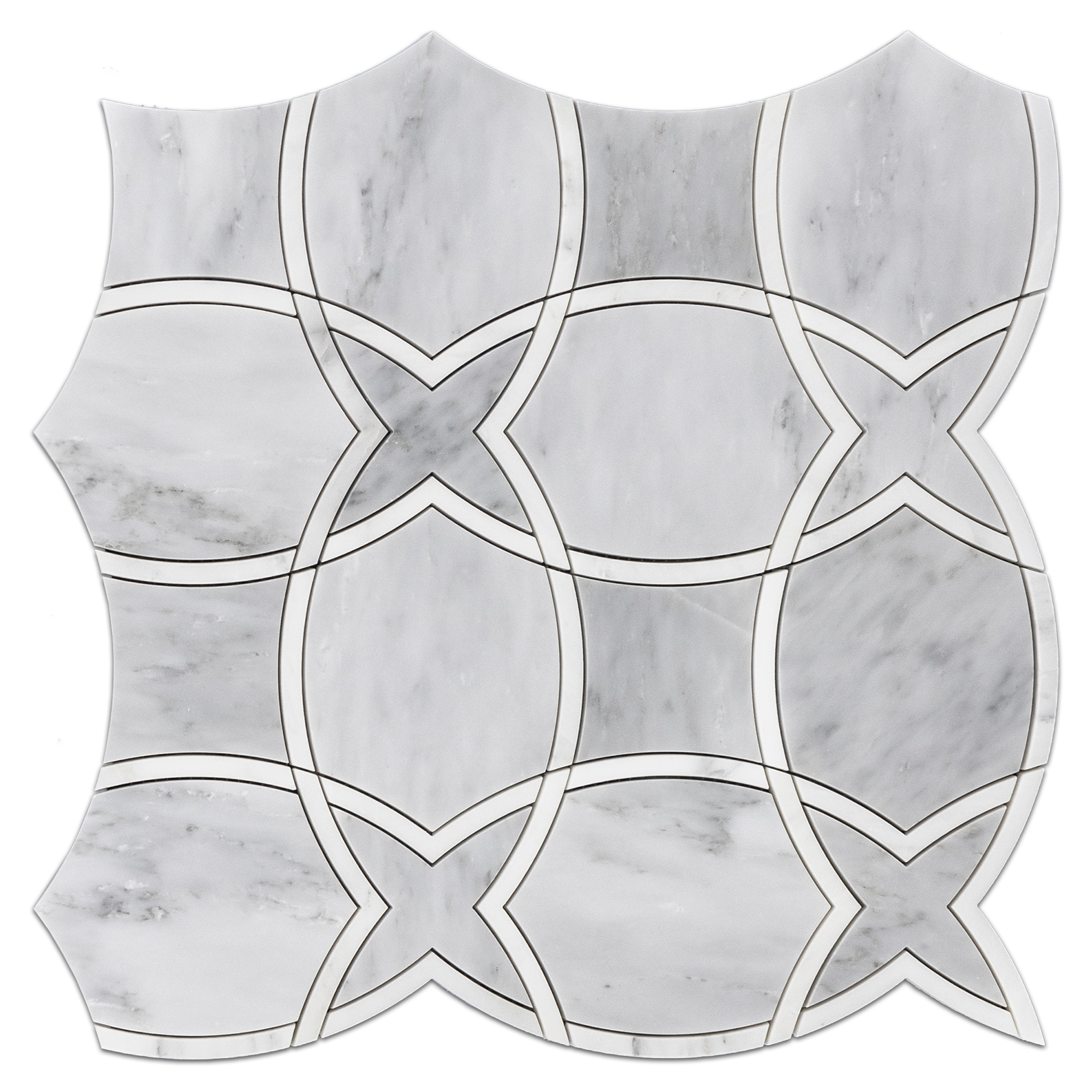 Elon Mystic Gray Pearl White Marble Isola Field Mosaic 15.5x15.5x0.375 Honed Tile - Surface Group International
