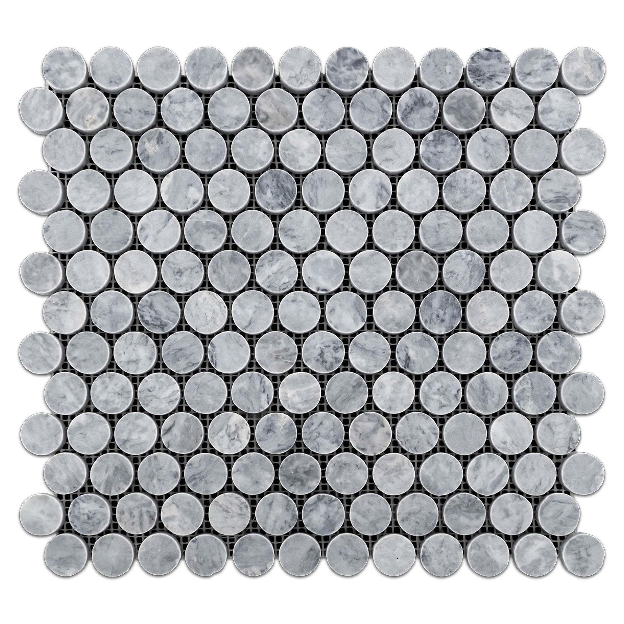 Elon Pacific Gray Marble 1 Penny Rounds Field Mosaic 11.5625x12.875x0.375 Polished SM1009P Surface Group International Product