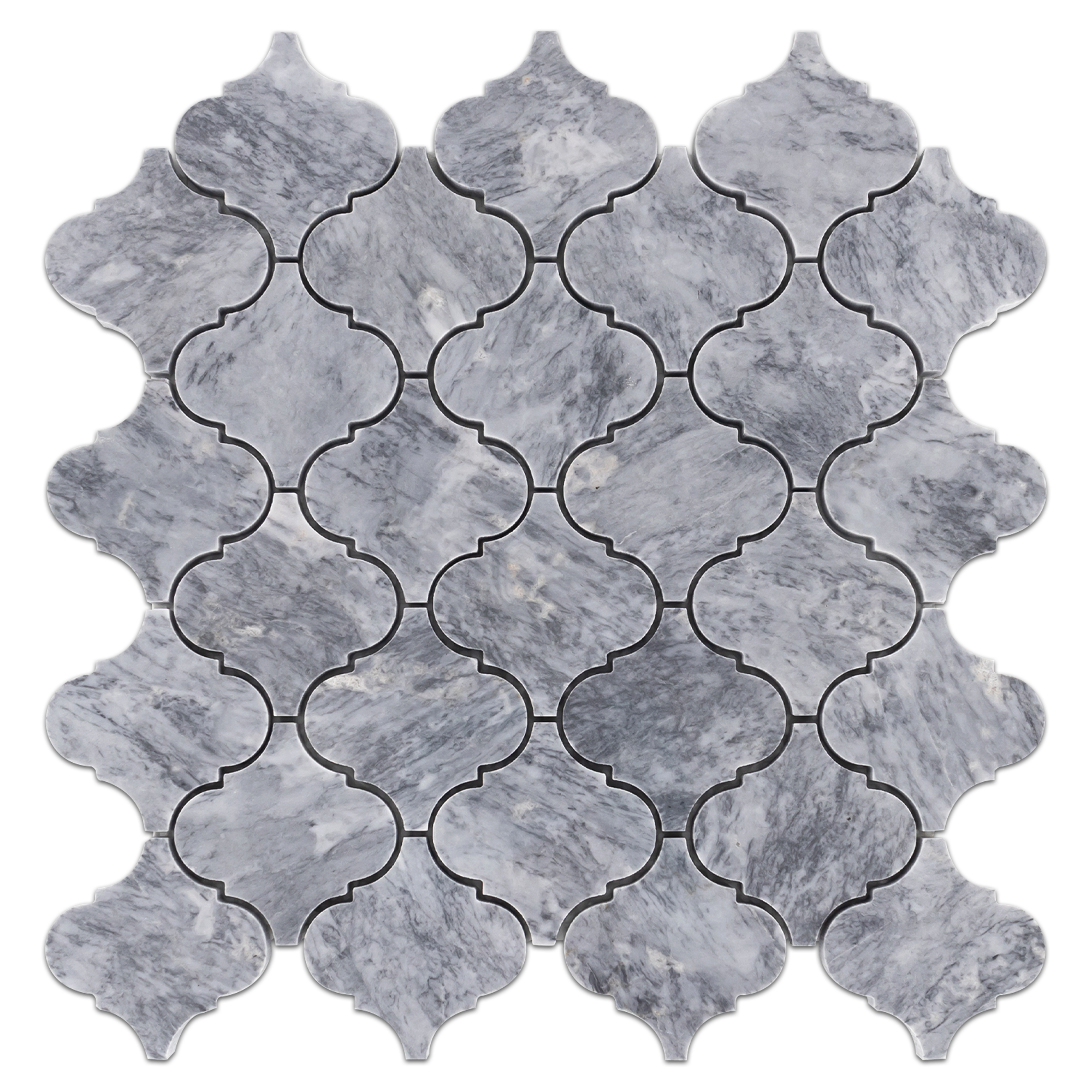Elon Pacific Gray Marble 3 Lantern Field Mosaic 12x12 Tile - Polished Finish - Surface Group International Product