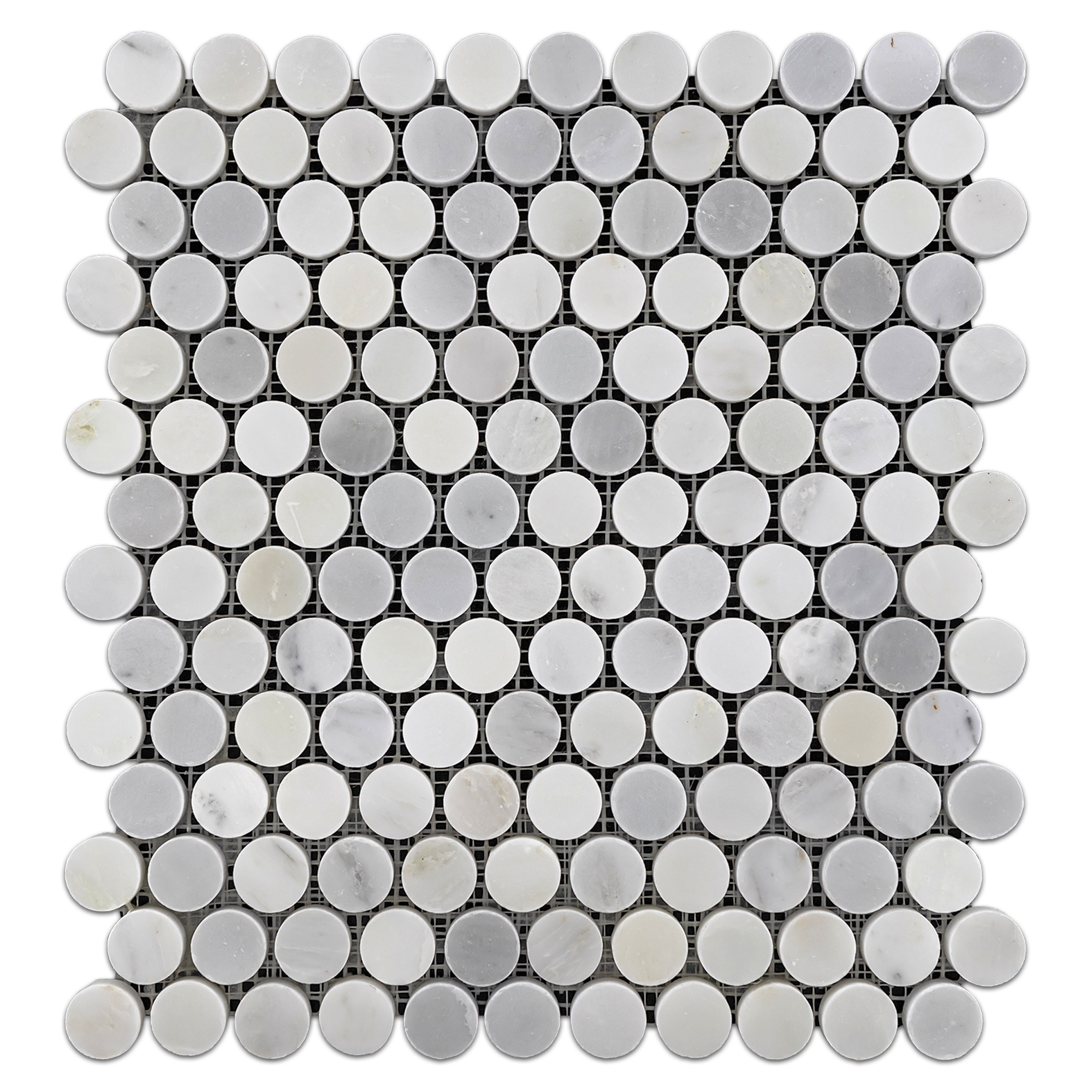 Elon Pearl White Marble 1 Penny Rounds Field Mosaic 11.5625x12.875x0.375 Polished SM1006P Surface Group International Product