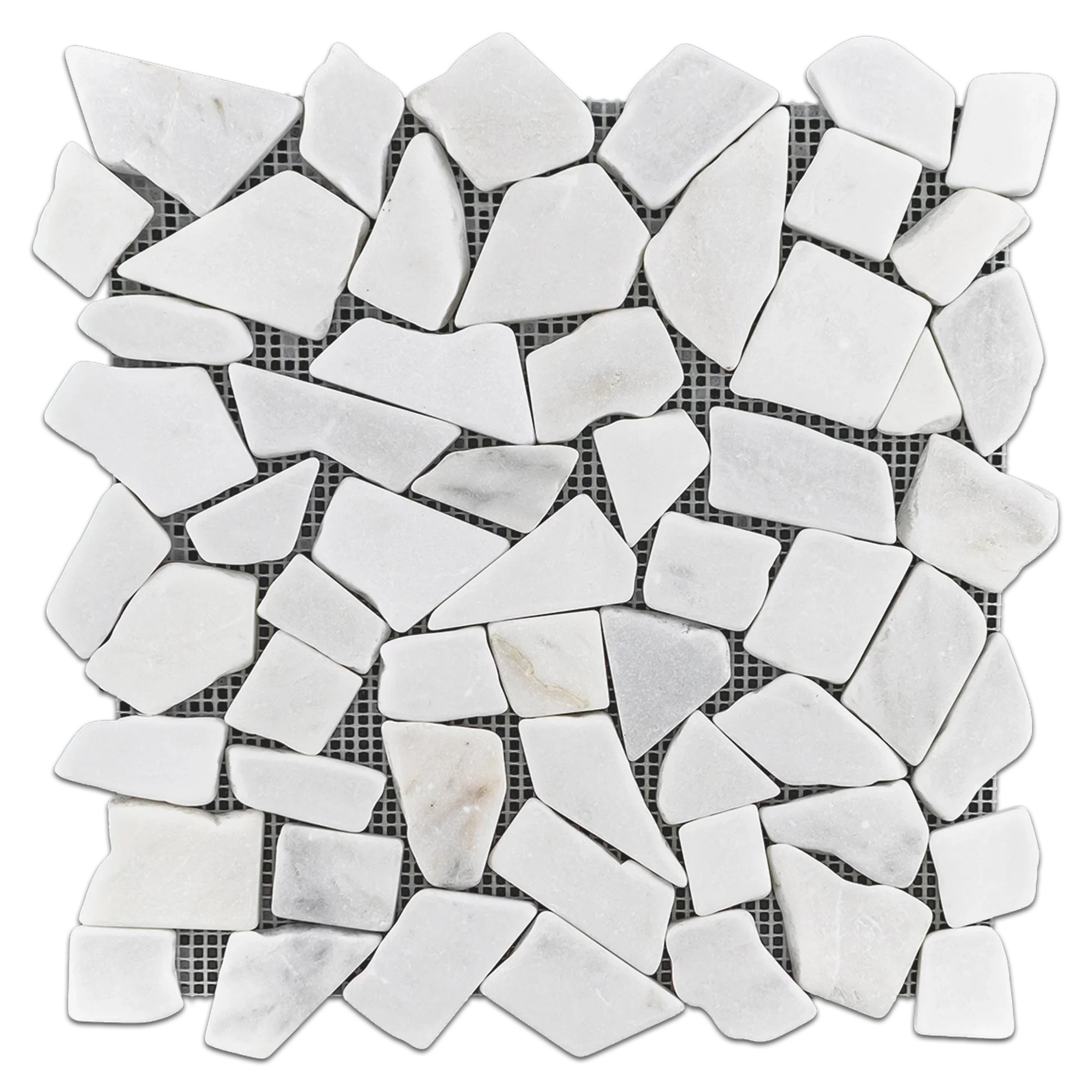 Elon Pearl White Pebbles Field Mosaic Tile 1.5x2.25x0.375 Tumbled - Surface Group International