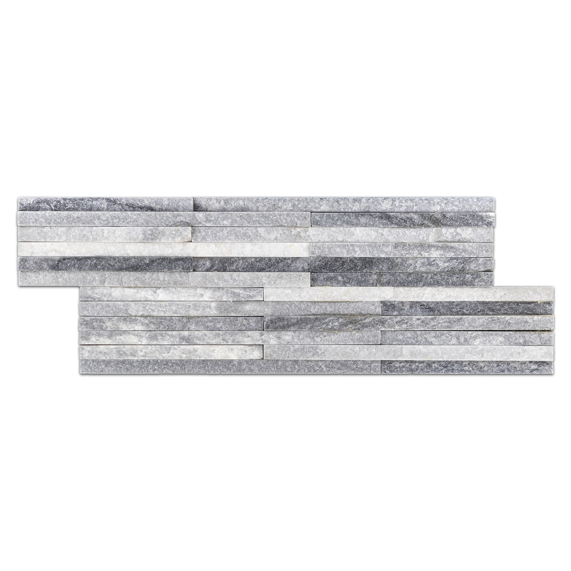 Elon Silver Sky Quartzite Random Strip Field Mosaic 6x16x0.375 Cleft SV156 Surface Group International Product