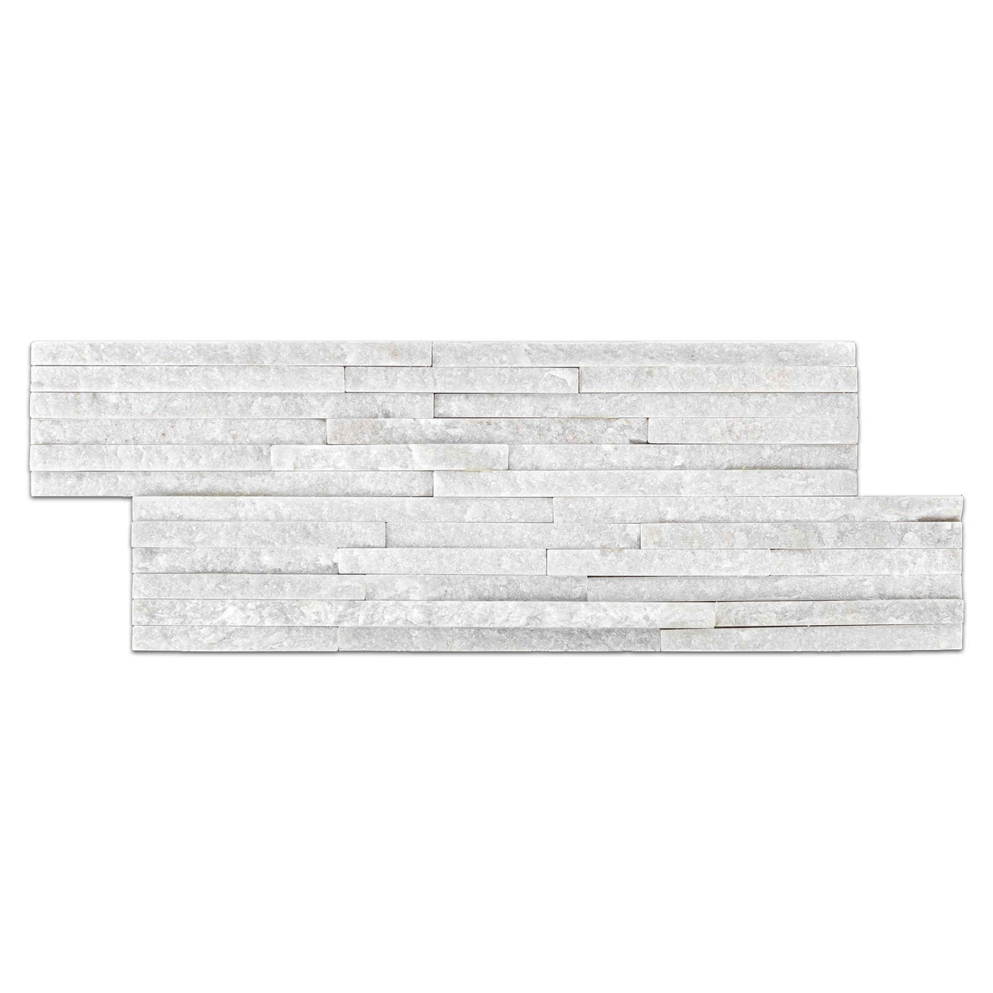 Elon White Quartzite Random Strip Field Mosaic 6x16x0.375 Cleft SV154 Surface Group International Product