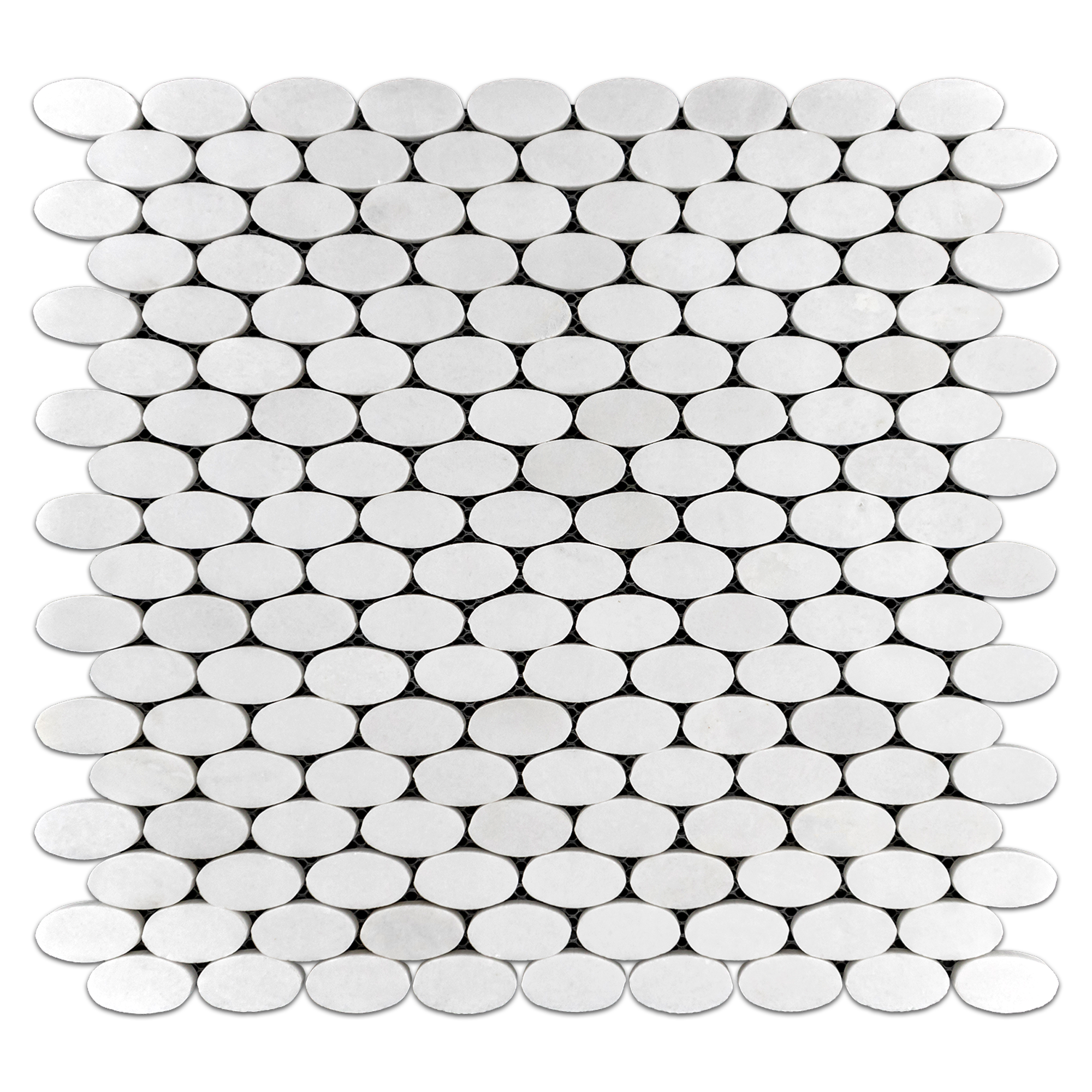 Elon White Thassos Marble Ovals Field Mosaic 11.8125x12x0.375 Polished SM1204P Surface Group International Product