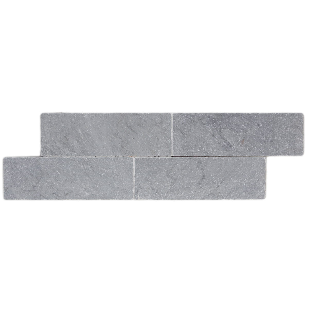 Bardiglio Imperial field tile - marble craftsmanship with tumbled finish and worn edge, 3x9x0.375 inches, medium traffic wear rating.