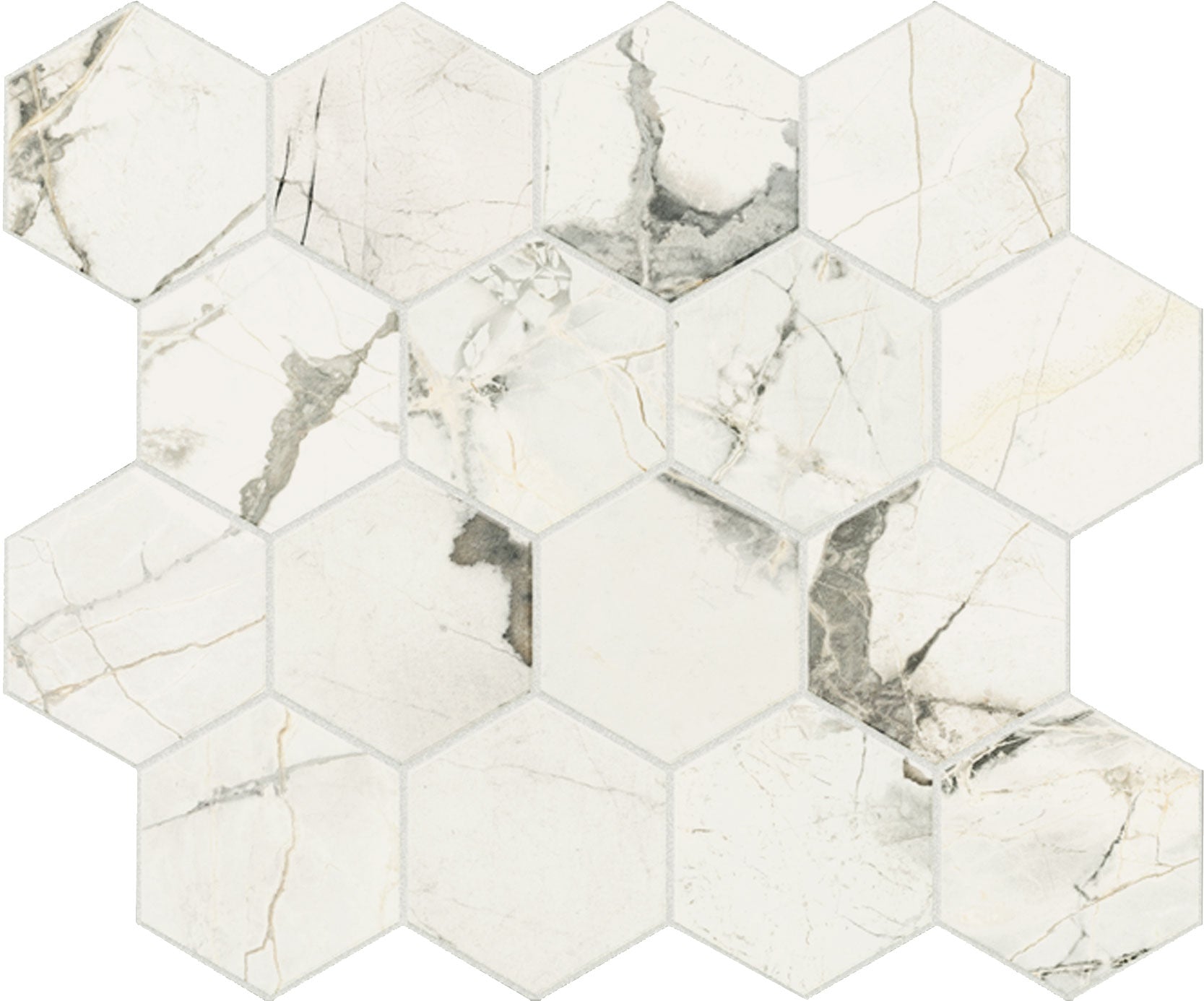 landmark 9mm charme evo cote azure deluxe hexagon mosaic 12x10x9mm matte rectified porcelain tile distributed by surface group international